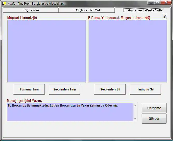 Borçlu Müşterilere E-Posta Gönderme