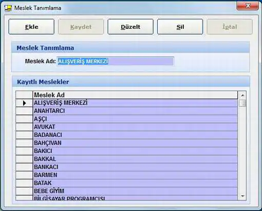 Meslek Tanımlama