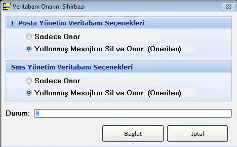Veri Tabanını Onarma